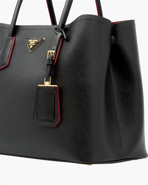 prada double bag black with red lining|Prada double bag crossbody.